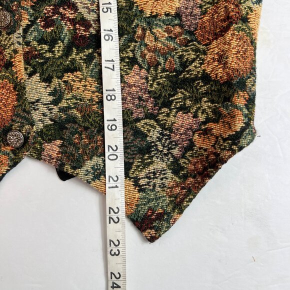 Vintage Gemilli Tapestry Floral Vest Large Made In USA Cotton Front Satiny Back - Picture 8 of 10